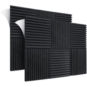 Acoustique Panneaux de Mousse, Pack de 12 Auto-Adhésif Ignifuge Panneaux Acoustiques, anti-Bruit Mousse, pour le Podcasting, Studio d'Enregistrement, des Bureaux, 30 x 30 x 2,5 cm - Neuf