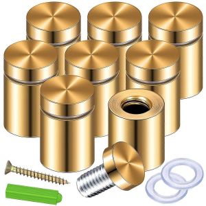 Paquet de 8 vis d'entretoise 3/4 x 6/5 pouces d'or entretoises suspendu cadre acrylique kit de vis publicitaires - Neuf