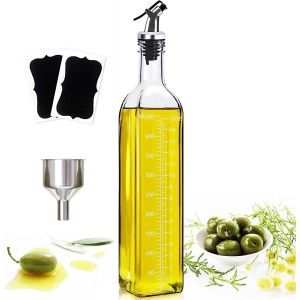 Bhhbb-Bouteille/Distributeur D'huile D'olive 500 Ml, Entonnoir En Acier Inoxydable Et Étiquettes, Récipient Avec Graduation Transparente, Pour Cuisine Et Barbecu - Neuf