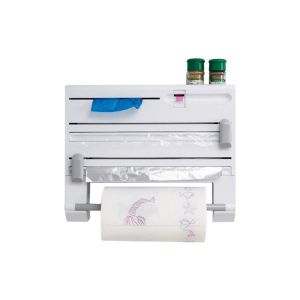 Porte-Serviettes Et Organiseur De Rouleaux De Papier Aluminium 6 En 1 Avec Fixation Adh&eacute;sive - Neuf