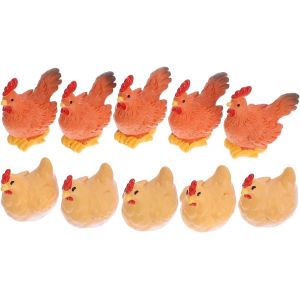 Mevronisshop-Figurines Animales En R&eacute;sine Pour D&eacute;coration De Ferme, 10 Pi&egrave;ces, Coq Et Poule, Miniatures Pour Jardin, Patio, Cuisine, Int&eacute;rieur Et Ext&eacute;rieur - Neuf