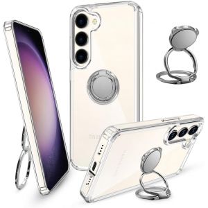 acdsgd-Transparente Housse pour Samsung Galaxy S23 Coque avec Anneau, Support Rotatif 360 &deg;, Slim Transparente Case Protection Antichoc Silicone Souple TPU &Eacute;tuis pour Samsung Galaxy S23 - Neuf