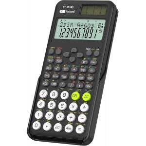 KALANKA-991MS 401 Calculatrice scientifique de bureau avec couvercle coulissant, batterie solaire double alimentation Kawaii pour collège lycéen et enseignant Noir - Neuf