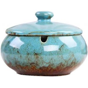 Cendrier en c&eacute;ramique avec couvercle,cendrier &agrave; cigarettes avec couvercle et coupe-vent,cendrier int&eacute;rieur et ext&eacute;rieur - Neuf