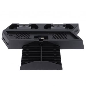 Support Multifonctionnel Avec Ventilateur De Refroidissement, Station De Charge Pour 2 Manettes, Support Vertical Pour 14 Jeux Pour Ps4 - Neuf