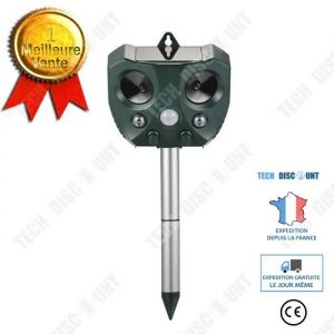 Répulsif solaire pour oiseaux Répulsif à ultrasons pour souris Chat, chien, chauve-souris anti-éblouissement LED Capteur infrarouge - Neuf