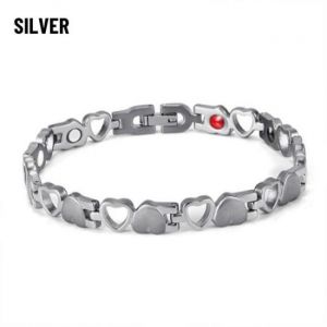 Bracelet Magnétique En Acier Titane Argenté - Neuf