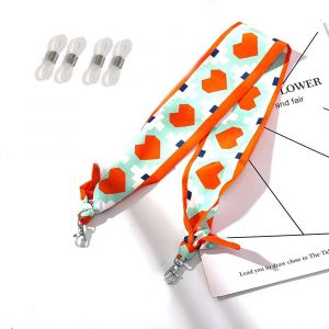 Nouvelle Corde En Nylon Acrylique Coupe-Vent Masque Cha&icirc;ne Lani&egrave;re Impression Foulard En Soie Glamour Lunettes Cha&icirc;ne Sangle De Cou Lunettes Accessoires--Orange Love - Neuf