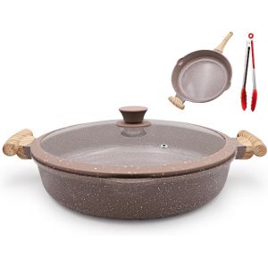 Subzonal-2 En 1 Po&ecirc;le &Agrave; Frire C&eacute;ramique De 32 Cm Avec Couvercle Rev&ecirc;tement C&eacute;ramique Antiadh&eacute;sif, Non Toxique, Sans Ptfe Ni Pfoa- Marron - Neuf