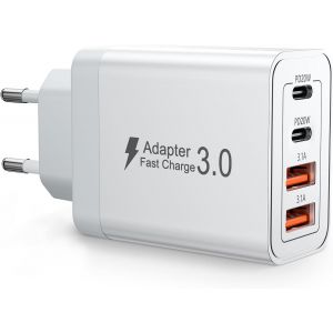 Usb C Charger 40w Multiport Fast Charger Usb Plug Charger Power Adapter For Phones, Charger Pad Compatible Iphone, Samsung, Ipad, Android Devices - Compact, Secure, Ideal For Travel - Neuf