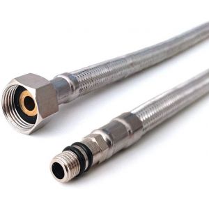 KALANKA-Lot de 2 raccords flexibles M10 (10 mm) x 3/8 BSP (500 mm) | Paire de tuyaux flexibles en acier inoxydable tressé | Pour évier de cuisine et salle de bain mitigeur monobloc de rechange et - Neuf