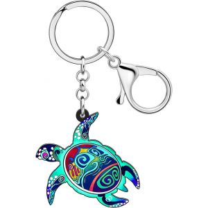 Kal-Porte-Cl&eacute;s Tortue De Mer En Acrylique Porte-Monnaie Porte-Cl&eacute;s Voiture Animaux Marins Bijoux Tortue De Mer Cadeaux Pour Femme Filles Charms D'&eacute;t&eacute; - Neuf