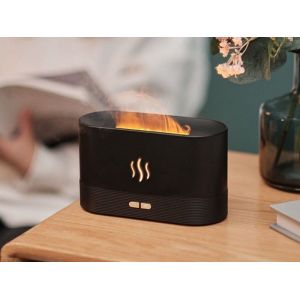 Diffuseur d'huile et humidificateur &agrave; flamme 3D avec luminosit&eacute; r&eacute;glable et technologie ultrasonique - Neuf