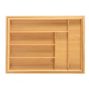 Hjlian Range-Couverts Reglable En Bambou, Extensible De 6 A 8 Compartiments - Neuf