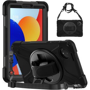 Kalws-Coque Antichoc Pour Xiaomi Redmi Pad Se 2024 (8.7 Pouces),Housse De Robuste Avec Support Rotatif À 360°,Dragonne Et Bandoulière,Porte-Stylet,Étui Protection Pour Redmi Pad Se 8.7"",Noir - Neuf