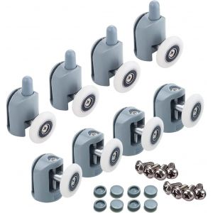 Lot de 8 roulettes pour porte de douche - 25mm de diamètre - 4 roulettes supérieures et 4 roulettes inférieures - Neuf