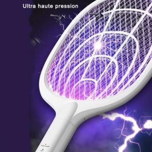 Raquette Anti Moustiques Électrique Convient pour Intérieur et Extérieur(Blanc) - Neuf