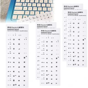 5 Stück Deutsch Keyboard Stickers, Universal Keyboard Letter Replacement Stickers, White Font On Black Background For Computer, Laptop, Notebook, Desktop, Matte Keyboard Alphabet Stickers - Neuf