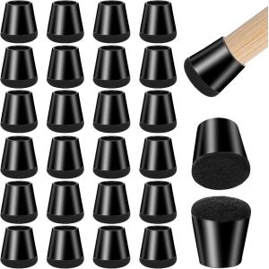 24 Pi&egrave;ces Protection Pied De Chaise, Petit Patin Chaise Pour Pied De Chaise 14-20mm, Protege Pied De Chaise En Silicone Avec Feutre, Embout Chaise Pour Prot&eacute;ger Les Pieds De Meubles, Noir - Neuf