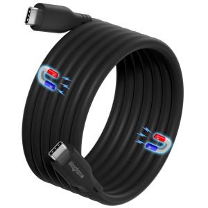 C&acirc;ble magn&eacute;tique enroul&eacute; USB C vers USB C pour iPhone 16/15 Series, 1,2 m, 60 W, c&acirc;ble de charge USB C en silicone, c&acirc;ble de charge de type C, charge rapide et sans noeuds pour CarPlay, S24 S23 - Neuf