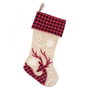 Bas de no&euml;l d&eacute;corations de No&euml;l Rouge noir coch&eacute;e d - Neuf