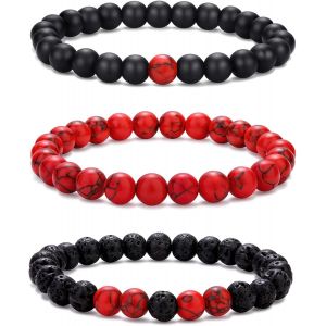 Bracelet De Perles Pour Hommes Ensemble De Bracelets &Eacute;lastiques R&eacute;glables Pour Hommes Perles En Pierre Naturelle De 6 Et 8 Mm Bracelets De Perles Bracelets En ?il De Tigre Cadeau Pour Hommes - Neuf