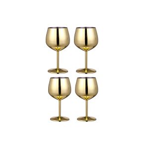 Lot De 4 Verres &Agrave; Vin &Agrave; Pied En Acier Inoxydable, Incassables, Pour Une Utilisation Int&eacute;rieure Et Ext&eacute;rieure - Neuf