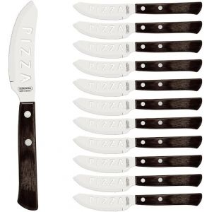 Ulteronixshop-Couteau &agrave; Pizza marron 21cm. Inox et technobois. X 12 - Neuf