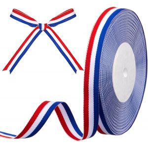 15 mm x 30 yards Ruban Bleu Blanc Rouge Drapeau Français Ruban Tricolore Bobine Décorative pour l'Artisanat Décoration DIY Emballa Cadeau Médaille Mariage Fête Nationale Supercoupe d'Europe - Neuf