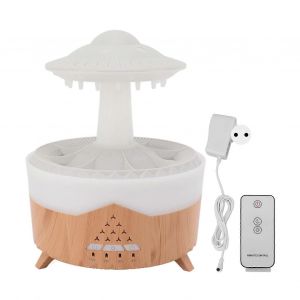 Humidificateur UFO Raindrop avec lumières colorées Télécommande Minuterie Humidificateur Humidificateur d'arômes 100240V Grain de bois Prise UE - Neuf
