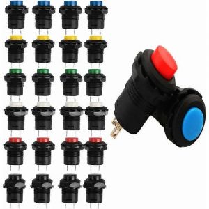 24pcs 12mm Reset Boutons-Poussoirs,Bouton-Poussoir On-Off Autobloquant,Interrupteur Pushbutton,Mini Interrupteur À Bouton-Poussoir,Pour Arduino (Bouton Rond 125v 3a On/Off) - Neuf