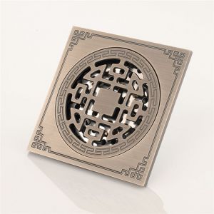 Caniveau de douche en laiton 10x10, caniveau de douche anti-odeurs pour salle de bain, style antique - Neuf