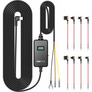 JGD-Kit de C&acirc;blage USB-C avec 3 Vitesses, C&acirc;ble ACC et &eacute;cran pour Dashcam USB-C, 12V/24V &agrave; 5V, Porte-fusible avec Protection Basse Tension, 24H Mode Parking - Neuf