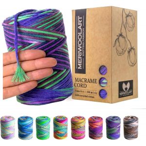 Sjzg-Corde Macram&eacute; 3mm - Fil Macram&eacute; Corde 200m - Corde De Coton Simple Torsion - Corde Macram&eacute; Coton Recycl&eacute; Oeko-Tex - Bricolage Macram&eacute; D&eacute;coration Int&eacute;rieure Boho - Neuf