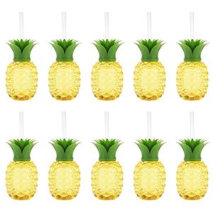 Coupe D'ananas En Plastique,Tasse Avec Paille,D&eacute;coration De F&ecirc;te D'anniversaire Luau,Tasse &Agrave; Boire De Plage D'&eacute;t&eacute; - Neuf