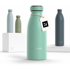 Gourde Inox 350ml | 0.35l Bouteille D`Eau Isolée | Gourde Étanche Pour Le Sport, La Bicyclette, Les Enfants (Aqua Turquoise, 350ml) - Neuf