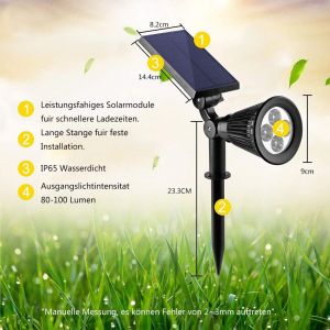 Lampe solaire LED Spot solaire LED (2 pièces blanc chaud) Spot - Neuf