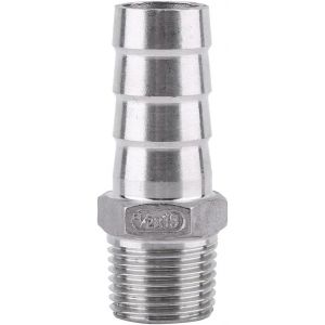 Raccords de Tuyau cannelé en Acier Inoxydable SS304 Raccord Tuyau Filetage mâle Connecteur Queue Tuyau cannelé BSP 1/8"" 3/4"" pour raccorder Tuyau d'air,Un Tuyau Carburant,(1/2×19mm) - Neuf