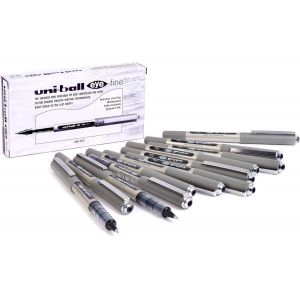 Tianyi-Uni-Ball - Uni Mitsubishi Pencil - 12 Stylos Uni-Ball Eye Fine Ub-157 - Stylo Roller Encre Liquide Noire - Pointe 0,7 Mm - Écriture Medium - Neuf