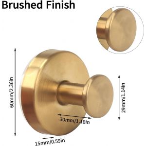 MEVRONISSHOP-4 Pi&egrave;ces Crochet Ventouse Salle de Bain Puissante 5KG Porte Serviette Sans Percage R&eacute;utilisable en Acier inoxydable 304 pour Cuisine les Portes en Verre le Carrelage Dor&eacute; - Neuf