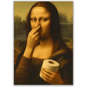 KALANKA-Poster amusant - Mona Lisa avec papier toilette et geste nasal - D&eacute;coration murale ironique pour salles de bain, toilettes d'invit&eacute;s (format A4) - Sans cadre - Neuf