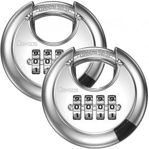 Cadenas à combinaison robuste - Serrure à combinaison à disque extérieur en acier inoxydable - Neuf