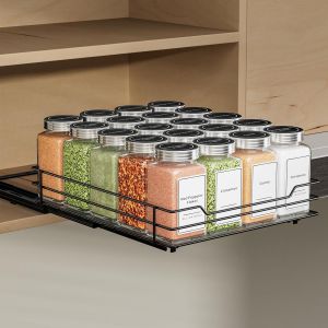 Étagère À Épices, Organisateur De Placard, Porte Epice Pour Rangement Placard Cuisine, Rangement Et Organisation De Cuisine, Noir P26.4*L22.2*H5.6Cm[APP8811886] - Neuf