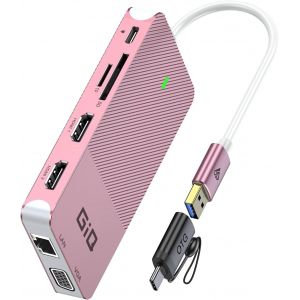 Station D'Accueil Usb Usb C Hub Adaptateur Usb 3.0 Vers Double Hdmi Vga,Station D'Accueil Usb C Pour Ordinateur Portable Triple &Eacute;cran,Double &Eacute;cran Compatible Avec Station D'Accueil Usb Macbook - Neuf