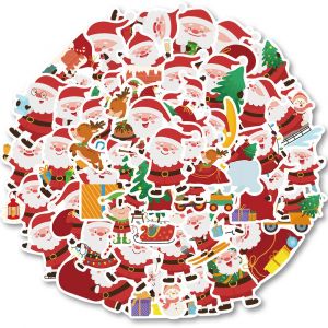 50 pcs D&eacute;coration de No&euml;l Autocollants - Santa Claus, Imperm&eacute;able &agrave; l'eau Autocollants Cadeaux pour les Enfants Valise ordinateur Portable de Bureau Porte-Fen&ecirc;tre de la Carte - Neuf