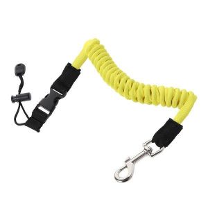 Laisse De Pagaie Sécurisée Pour Kayak Et Canoë - Cordon D'attache Élastique À Longueur Réglable Et Crochet Durable - Accessoire De Sécurité Jaune Vif - Neuf