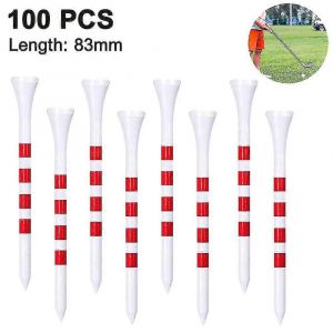 100 Pcs Golf Tees,Réduire La Friction Et Le Side Spin,Stable & Durable Naturel Biodégradable Professional Golf Tees-83mm-Blanc Rouge - Neuf