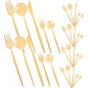 1 Ensemble Couteau À Steak Fourchette Cuillère Vaisselle À Steak Ustensiles De Cuisine Cuillère En Acier Inoxydable Fourchette Couteau Cuillère Magnétique Golden - Neuf