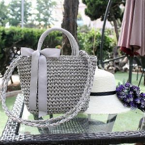 Sac à main minimaliste, artistique et vintage Mori, tissé à la mode, idéal pour les vacances à la plage en été, avec des ficelles en papier. - Neuf