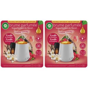 AIR WICK Lot de 2 Diffuseurs Huiles essentielles Brume Parfum&eacute;e Vanille Diffuseur + 1 recharge - Neuf